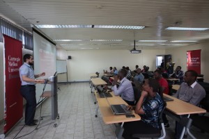 Students in a lecture room at Carnergie Mellon University in Rwanda